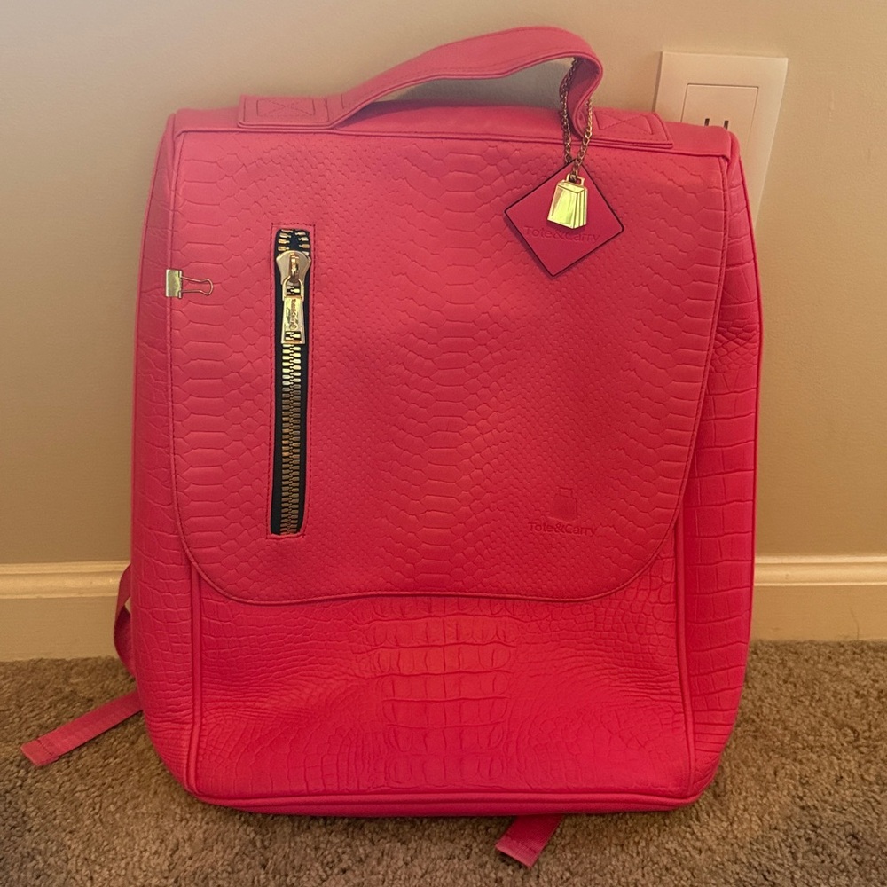 Tote & Carry Pink Croc Backpack